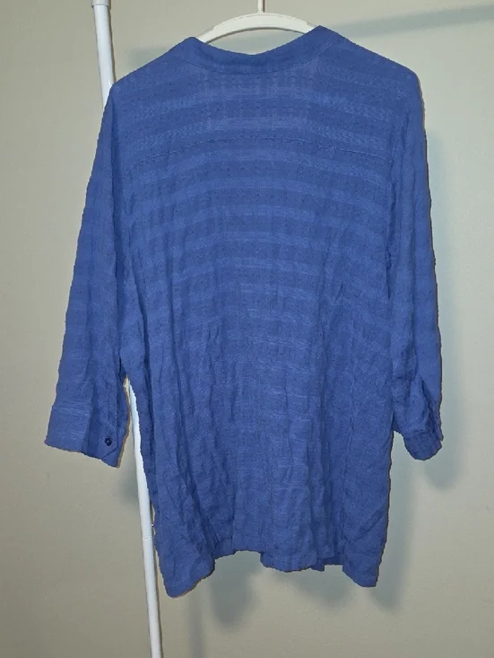 Penningtons Royal Blue Textured Button-Front Tunic - Picture 5 of 10